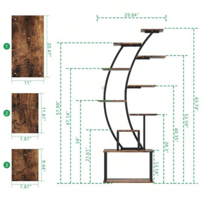 Plant Stand Indoor with Grow Lights, 9 Tiered Indoor Plant Stand, 63 Metal Plant Shelf, Tall Plant Stands Indoor Multiple Stands Living Room, Patio