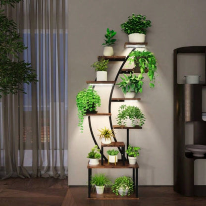 Plant Stand Indoor with Grow Lights, 9 Tiered Indoor Plant Stand, 63 Metal Plant Shelf, Tall Plant Stands Indoor Multiple Stands Living Room, Patio