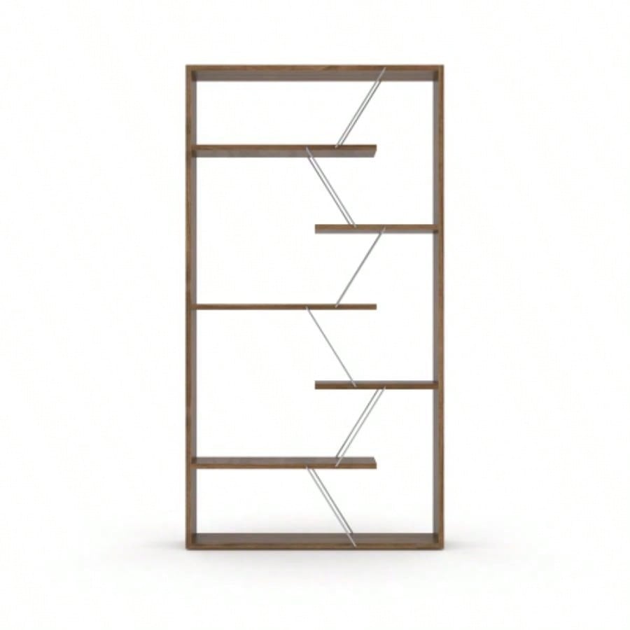 Furnish Home Store Wood Frame Etagere Open Back 6 Shelves Bookcase Industrial Bookshelf Office and Living Rooms Modern Bookcases Large Bookshelf Organizer, White/Yellow