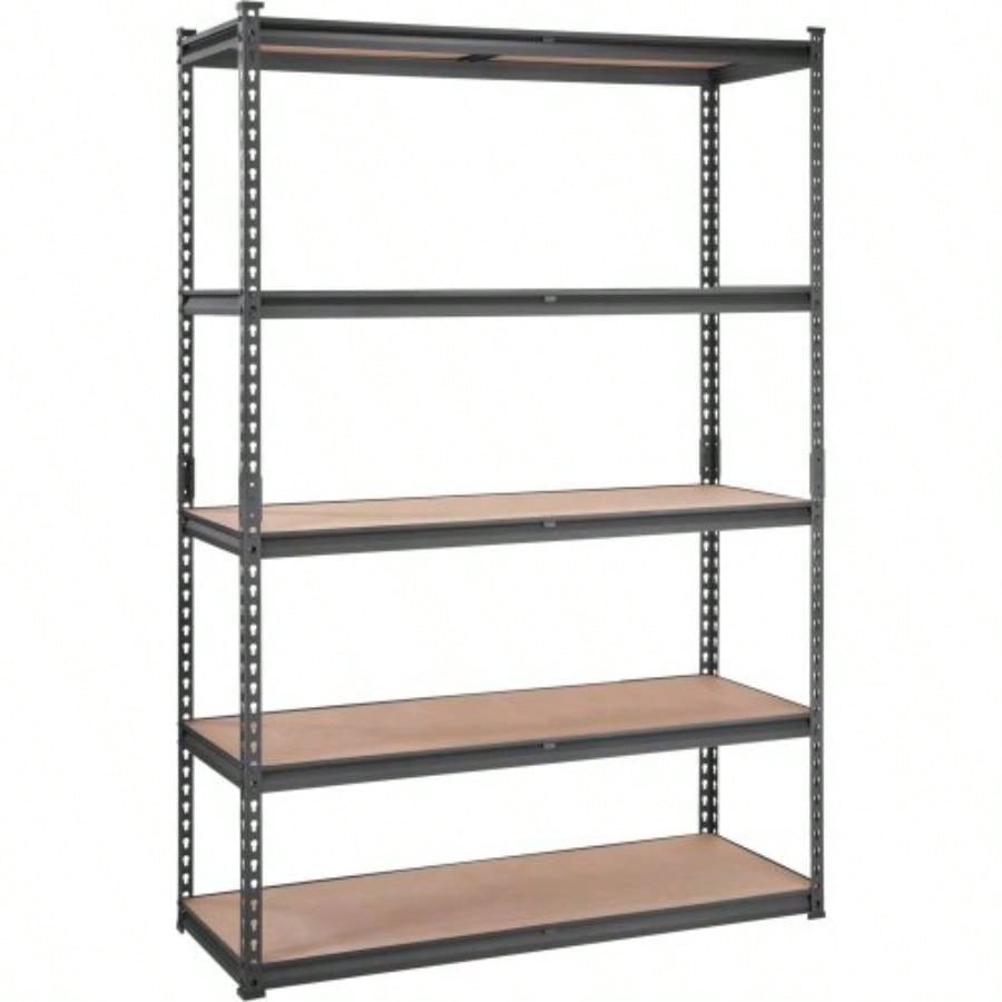 Storage Shelving Unit, 5 - Tier Adjustable, 2000 lbs Capacity, Heavy Duty Garage Shelves Metal Organizer Utility Rack, Black, 18 Dx 48x 72 H Kitchen Pantry Basement Bathroom Laundry