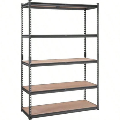 Storage Shelving Unit, 5 - Tier Adjustable, 2000 lbs Capacity, Heavy Duty Garage Shelves Metal Organizer Utility Rack, Black, 18 Dx 48x 72 H Kitchen Pantry Basement Bathroom Laundry