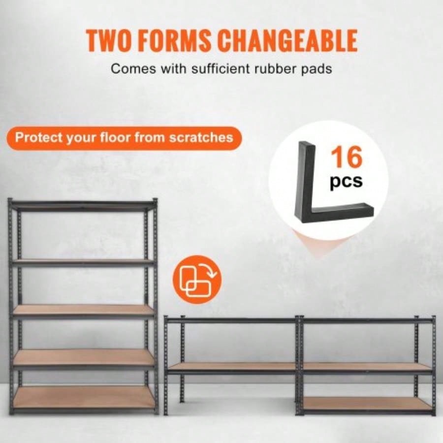 Storage Shelving Unit, 5 - Tier Adjustable, 2000 lbs Capacity, Heavy Duty Garage Shelves Metal Organizer Utility Rack, Black, 18 Dx 48x 72 H Kitchen Pantry Basement Bathroom Laundry