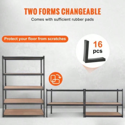 Storage Shelving Unit, 5 - Tier Adjustable, 2000 lbs Capacity, Heavy Duty Garage Shelves Metal Organizer Utility Rack, Black, 18 Dx 48x 72 H Kitchen Pantry Basement Bathroom Laundry