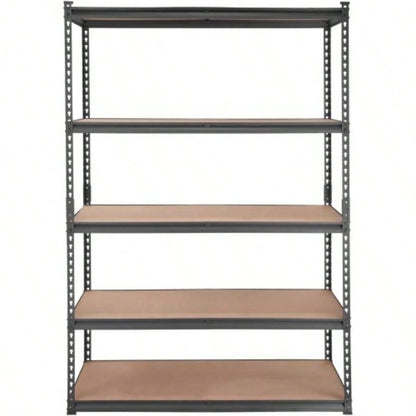 Storage Shelving Unit, 5 - Tier Adjustable, 2000 lbs Capacity, Heavy Duty Garage Shelves Metal Organizer Utility Rack, Black, 18 Dx 48x 72 H Kitchen Pantry Basement Bathroom Laundry