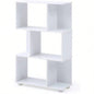 Modern Staggered 3 - Shelf Manor Bookcase, White