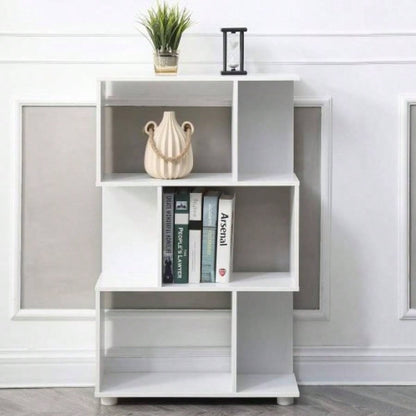 Modern Staggered 3 - Shelf Manor Bookcase, White