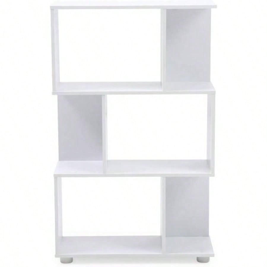 Modern Staggered 3 - Shelf Manor Bookcase, White