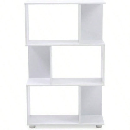 Modern Staggered 3 - Shelf Manor Bookcase, White