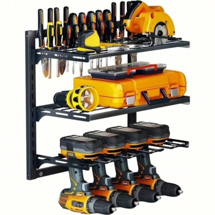 Heavy - Duty Metal Drill Organizer, 2 - Pack Storage Rack with 60 Lbs Load, 8 - Slot Cordless Drill Holder Garage, Workshop, Home