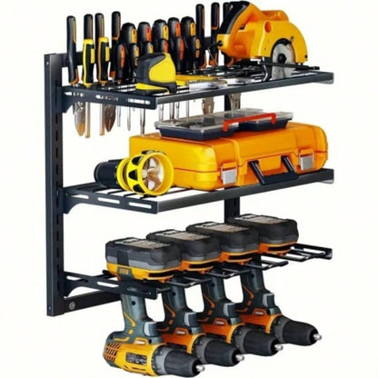 Heavy - Duty Metal Drill Organizer, 2 - Pack Storage Rack with 60 Lbs Load, 8 - Slot Cordless Drill Holder Garage, Workshop, Home