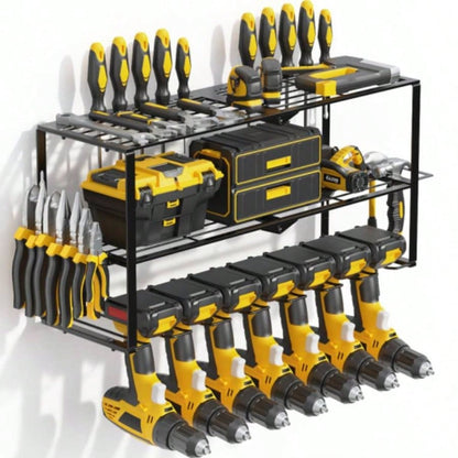 Heavy - Duty Metal Drill Organizer, 2 - Pack Storage Rack with 60 Lbs Load, 8 - Slot Cordless Drill Holder Garage, Workshop, Home