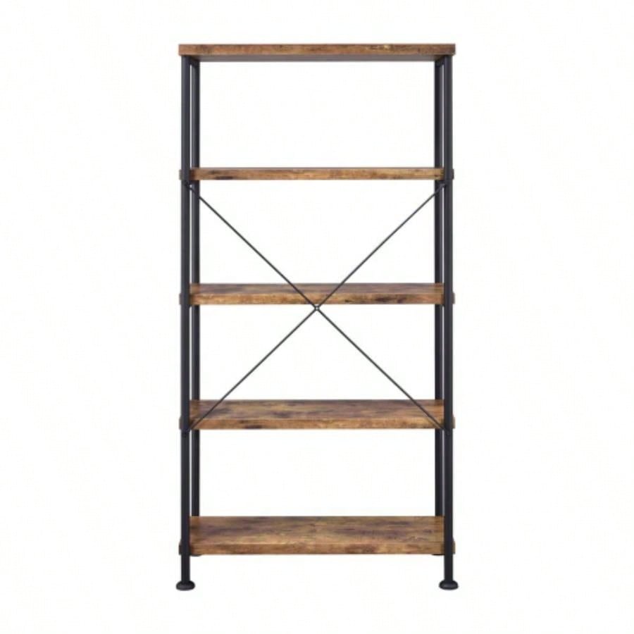5 - Shelf Bookcase in Antique Nutmeg and Black