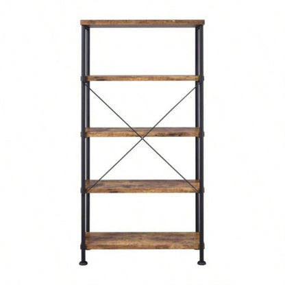 5 - Shelf Bookcase in Antique Nutmeg and Black