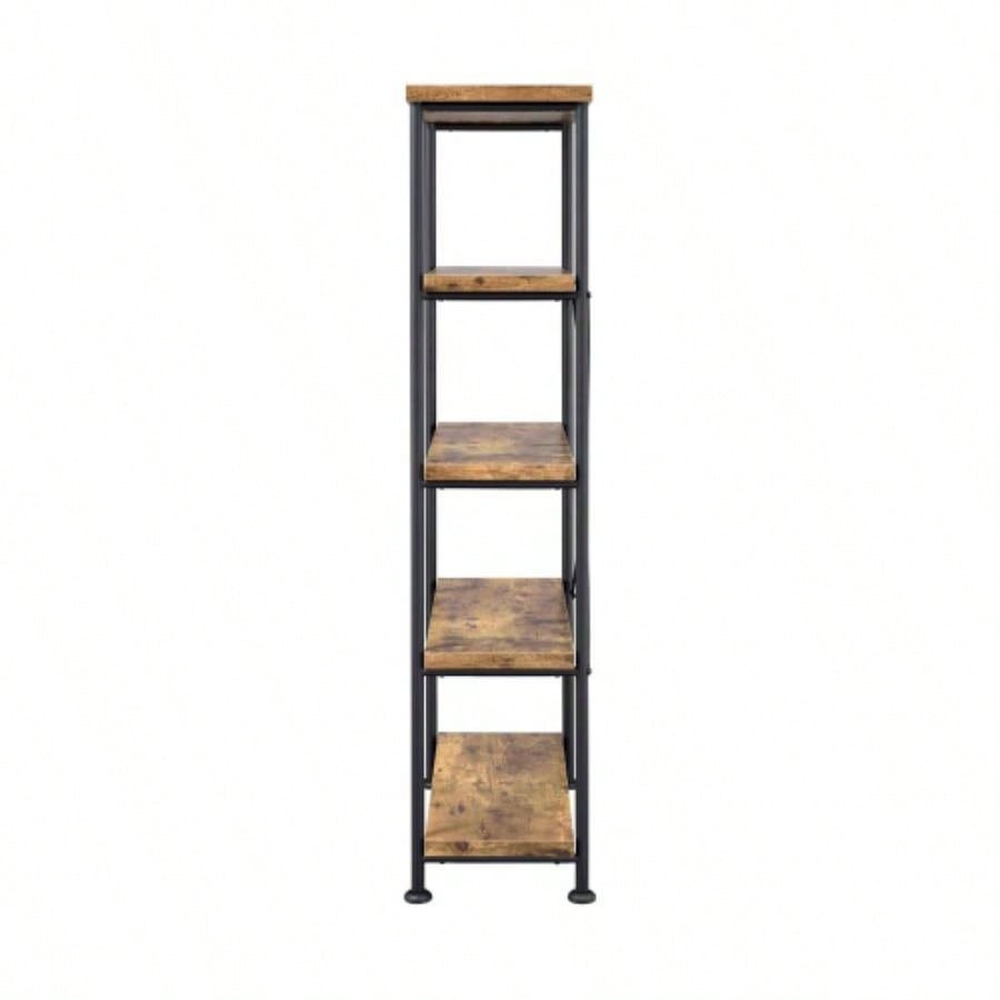 5 - Shelf Bookcase in Antique Nutmeg and Black