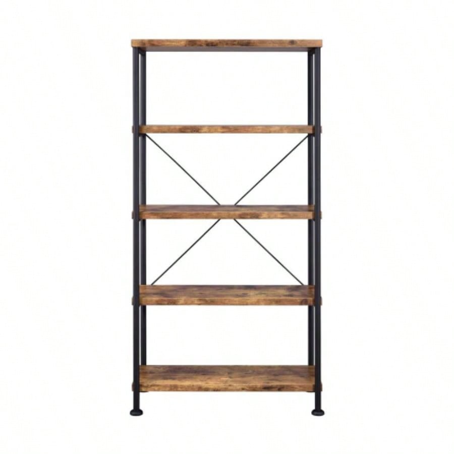 5 - Shelf Bookcase in Antique Nutmeg and Black