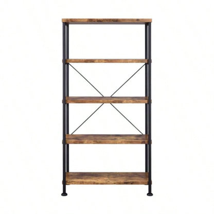 5 - Shelf Bookcase in Antique Nutmeg and Black