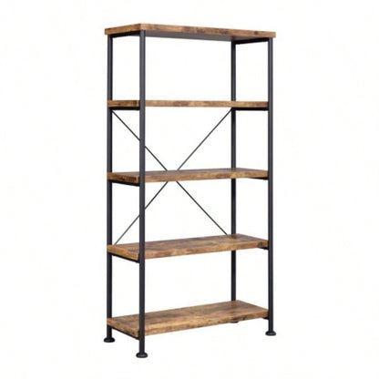 5 - Shelf Bookcase in Antique Nutmeg and Black