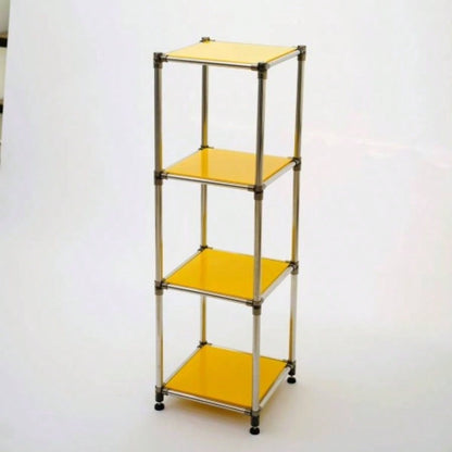 Korean Yellow 4 - Tier Heavy Duty Stainless steel Storage Shelving Unit, 100lbs/shelf 49Hx 14.9x 13. D Indoor/Outdoor Organization, Modular Rack, Extremely Durabl