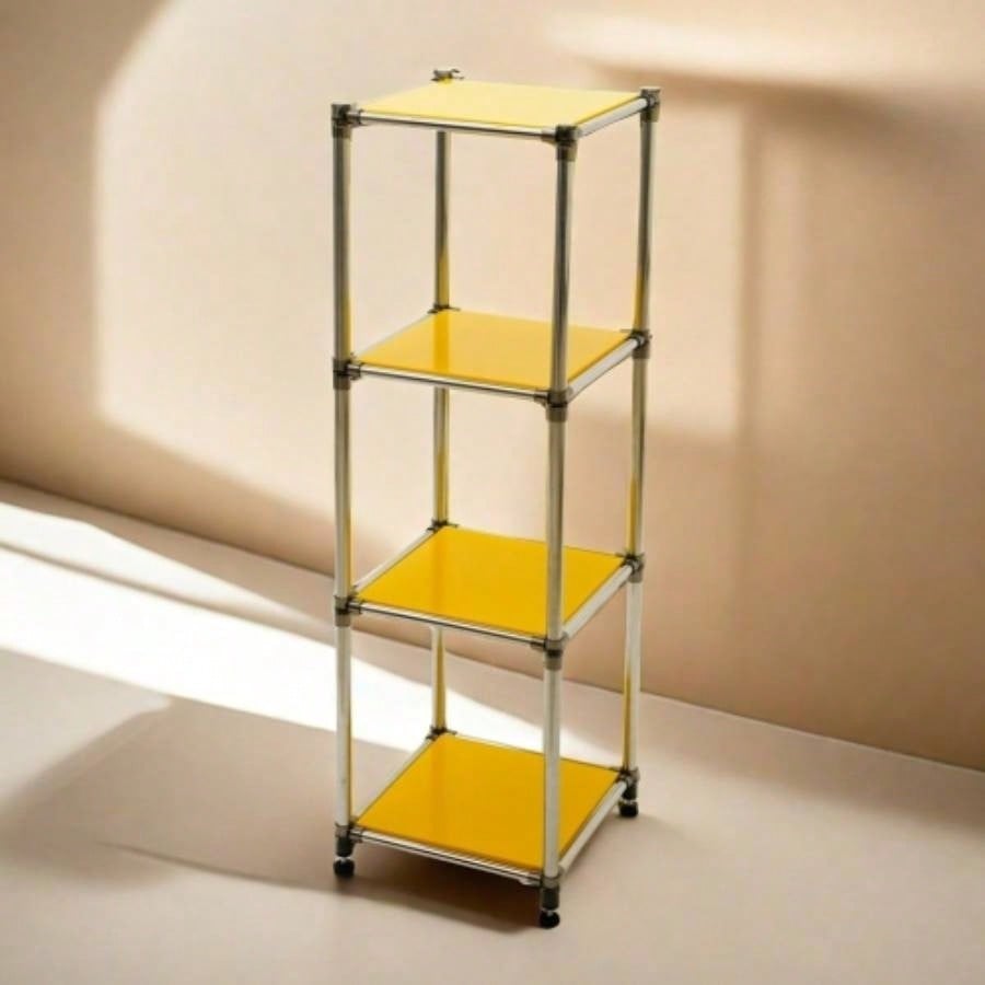 Korean Yellow 4 - Tier Heavy Duty Stainless steel Storage Shelving Unit, 100lbs/shelf 49Hx 14.9x 13. D Indoor/Outdoor Organization, Modular Rack, Extremely Durabl