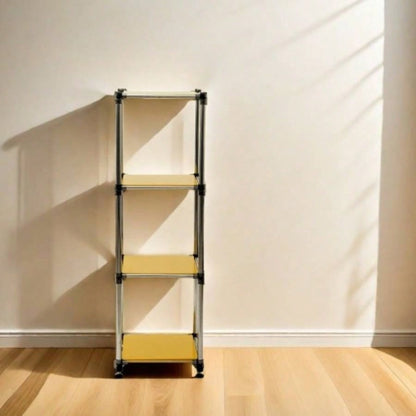 Korean Yellow 4 - Tier Heavy Duty Stainless steel Storage Shelving Unit, 100lbs/shelf 49Hx 14.9x 13. D Indoor/Outdoor Organization, Modular Rack, Extremely Durabl