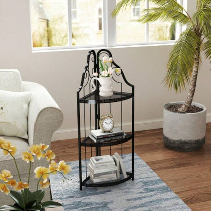 3 - Tier Corner Open Shelf, Bookcase Freestanding Shelving Unit, Plant Stand Small Bookshelf Living Room, Home Office, Kitchen, Small Space