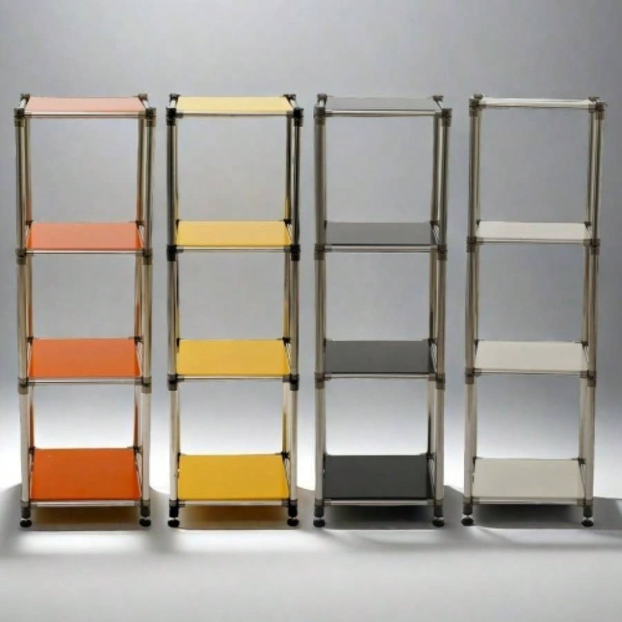 Korean Yellow 4 - Tier Heavy Duty Stainless steel Storage Shelving Unit, 100lbs/shelf 49Hx 14.9x 13. D Indoor/Outdoor Organization, Modular Rack, Extremely Durabl