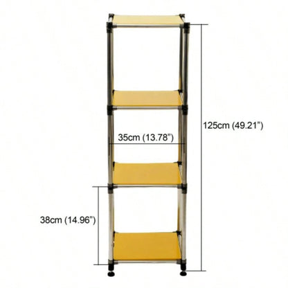 Korean Yellow 4 - Tier Heavy Duty Stainless steel Storage Shelving Unit, 100lbs/shelf 49Hx 14.9x 13. D Indoor/Outdoor Organization, Modular Rack, Extremely Durabl