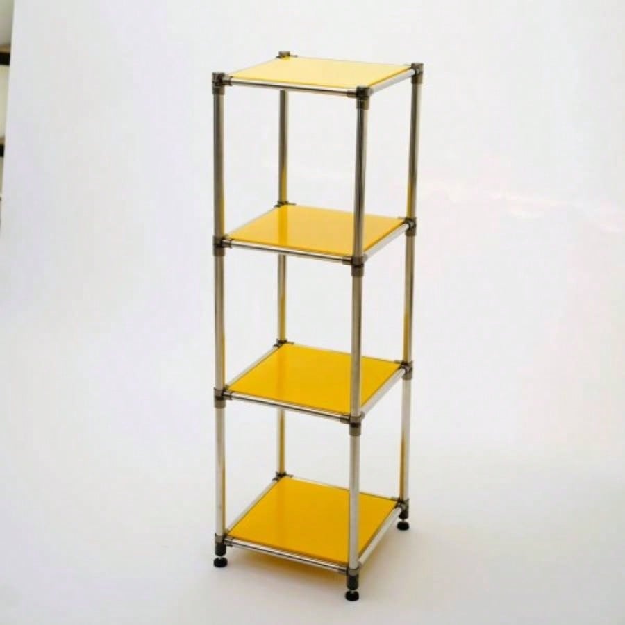 Korean Yellow 4 - Tier Heavy Duty Stainless steel Storage Shelving Unit, 100lbs/shelf 49Hx 14.9x 13. D Indoor/Outdoor Organization, Modular Rack, Extremely Durabl