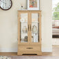 Glass Cabinet Lighted Glass Cabinet Curio Display Cabinet with Adjustable Glass Shelves 2 Doors and 1 drawer Cabinet Bulb Included Cherry