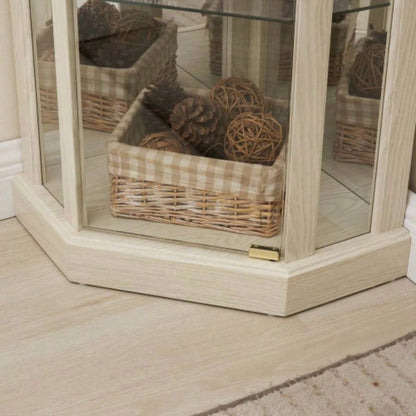 Corner Lighted Curio Cabinet Corner Glass Cabinet Lighted Curio Cabinet Corner Display Living Room, Curio Cabinet, Antique, Wine, Bar Glass Storage Light Included, Antique White