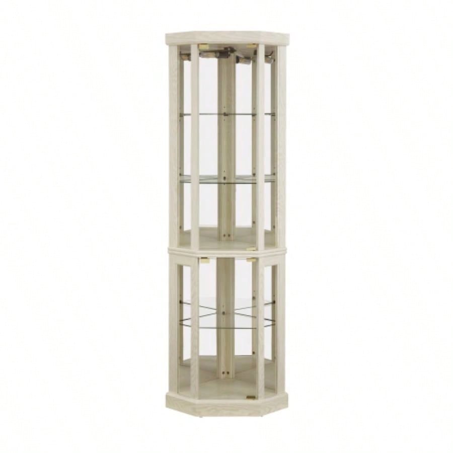 Corner Lighted Curio Cabinet Corner Glass Cabinet Lighted Curio Cabinet Corner Display Living Room, Curio Cabinet, Antique, Wine, Bar Glass Storage Light Included, Antique White