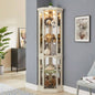 Corner Glass Cabinet Lighted Curio Cabinet Corner Display Living Room, Curio Cabinet, Antique, Wine, Bar Glass Storage Light Included, Dark Cherry