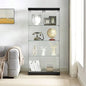 4 - Tier Glass Display Cabinet, Double Door Glass Cabinet, Four Partitions, Two Locks, Floor Standing Storage Cabinet Living Room, Bedroom, Showroom and Office, White, 31.5Lx 14.2x 66.3H