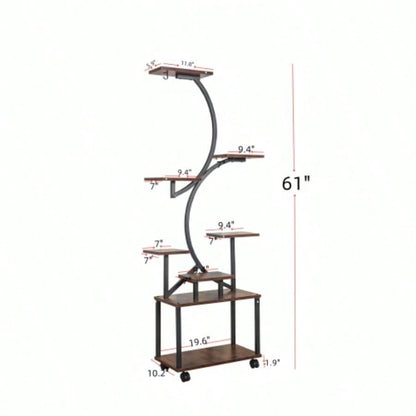 Plant Stand with Grow Lights, 8 Tiered Indoor Plant Shelf, 61 Tall Plant Stand Indoor Plants Multiple, Metal Plant Flower Holder Stand, S - Shaped Plant Rack Home, Patio BACK TO SCHOOL