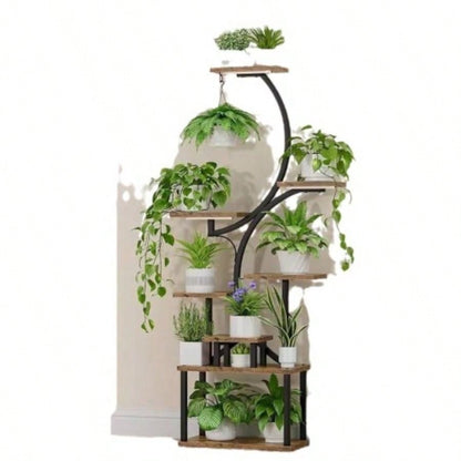 Plant Stand with Grow Lights, 8 Tiered Indoor Plant Shelf, 61 Tall Plant Stand Indoor Plants Multiple, Metal Plant Flower Holder Stand, S - Shaped Plant Rack Home, Patio BACK TO SCHOOL