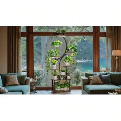 Plant Stand with Grow Lights, 8 Tiered Indoor Plant Shelf, 61 Tall Plant Stand Indoor Plants Multiple, Metal Plant Flower Holder Stand, S - Shaped Plant Rack Home, Patio BACK TO SCHOOL