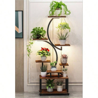 Plant Stand with Grow Lights, 8 Tiered Indoor Plant Shelf, 61 Tall Plant Stand Indoor Plants Multiple, Metal Plant Flower Holder Stand, S - Shaped Plant Rack Home, Patio BACK TO SCHOOL