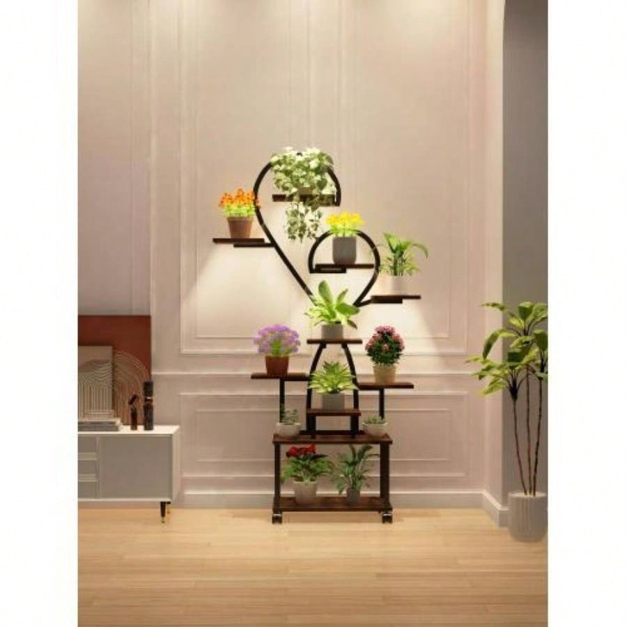 Plant Stand with Grow Lights, 8 Tiered Indoor Plant Shelf, 61 Tall Plant Stand Indoor Plants Multiple, Metal Plant Flower Holder Stand, S - Shaped Plant Rack Home, Patio BACK TO SCHOOL