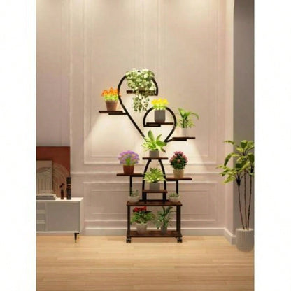 Plant Stand with Grow Lights, 8 Tiered Indoor Plant Shelf, 61 Tall Plant Stand Indoor Plants Multiple, Metal Plant Flower Holder Stand, S - Shaped Plant Rack Home, Patio BACK TO SCHOOL