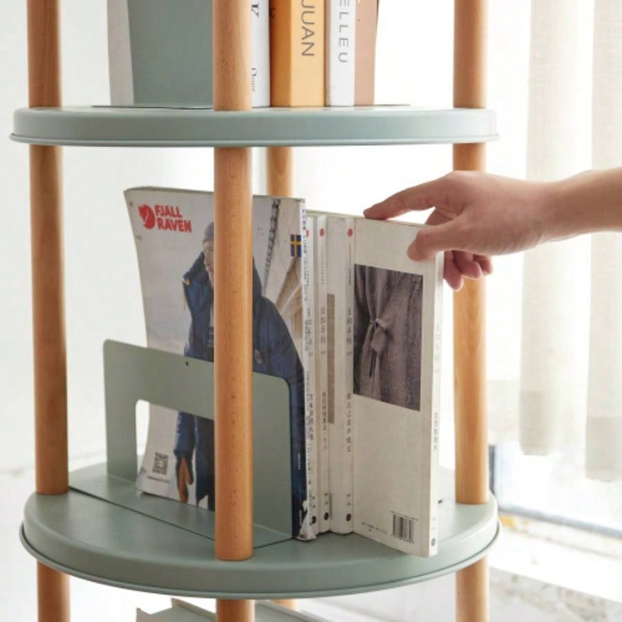 Storage Shelf, 360 Rotating Bookshelf, 4 Tier Bookcase/ Large - Capacity Storage Space, Multifunctional Storage Rack, Compact Design, Standing Shelf Living Room, Bedroom, Study Room, Kitchen