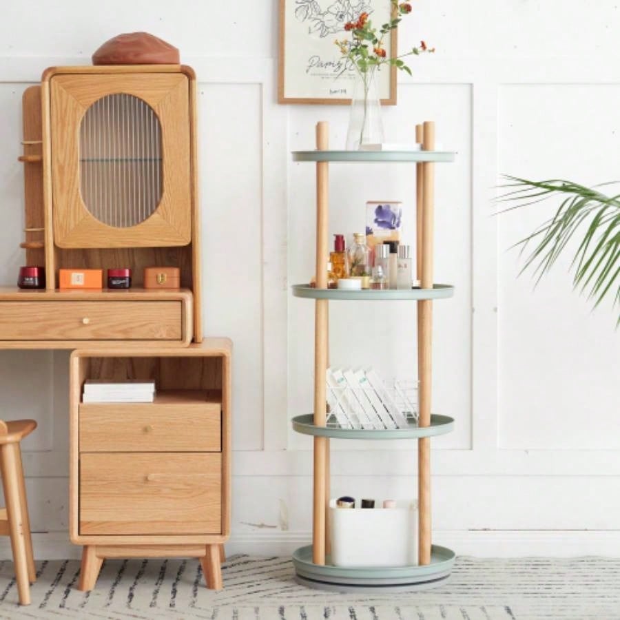 Storage Shelf, 360 Rotating Bookshelf, 4 Tier Bookcase/ Large - Capacity Storage Space, Multifunctional Storage Rack, Compact Design, Standing Shelf Living Room, Bedroom, Study Room, Kitchen