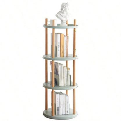 Storage Shelf, 360 Rotating Bookshelf, 4 Tier Bookcase/ Large - Capacity Storage Space, Multifunctional Storage Rack, Compact Design, Standing Shelf Living Room, Bedroom, Study Room, Kitchen