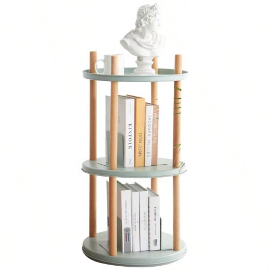 Storage Shelf, 360 Rotating Bookshelf, 4 Tier Bookcase/ Large - Capacity Storage Space, Multifunctional Storage Rack, Compact Design, Standing Shelf Living Room, Bedroom, Study Room, Kitchen
