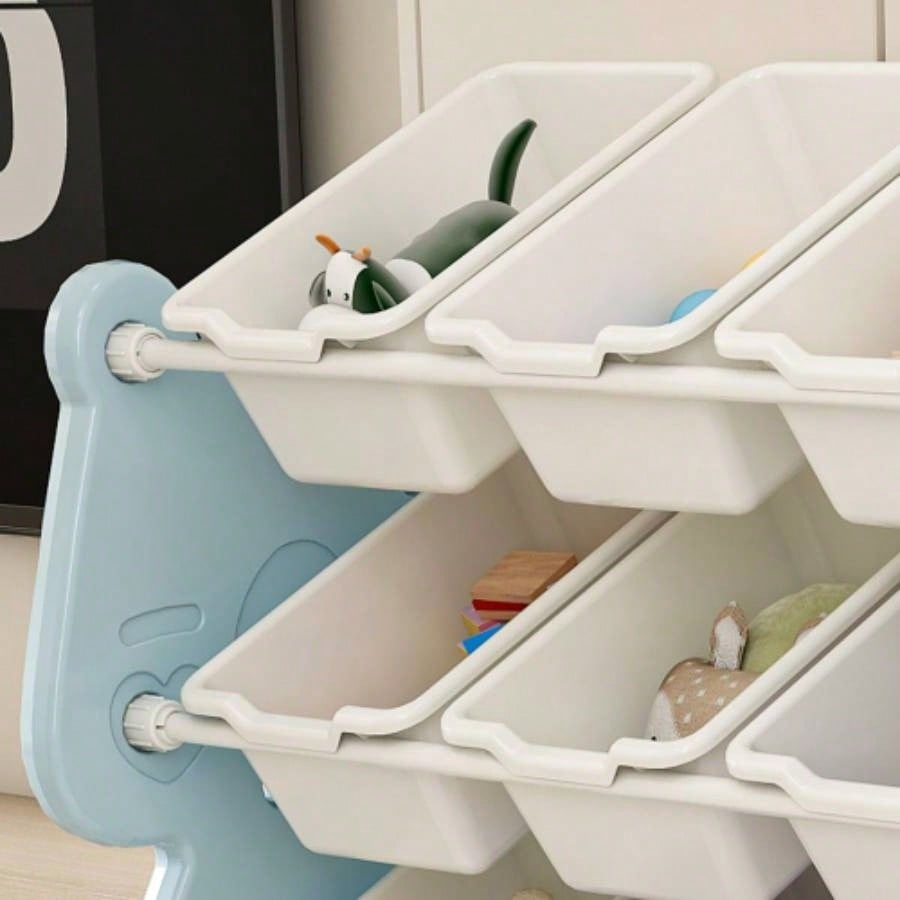 Kids Toy Storage Organizer, Toy Organizer with 2 Tier Bookshelf, Toy Storage with Shelf and 12 Toy Bins, Kids Bookshelf and Toy Storage Playroom, Bedroom, Kids Room, Classroom