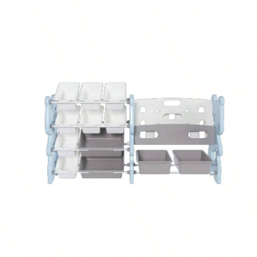 Kids Toy Storage Organizer, Toy Organizer with 2 Tier Bookshelf, Toy Storage with Shelf and 12 Toy Bins, Kids Bookshelf and Toy Storage Playroom, Bedroom, Kids Room, Classroom