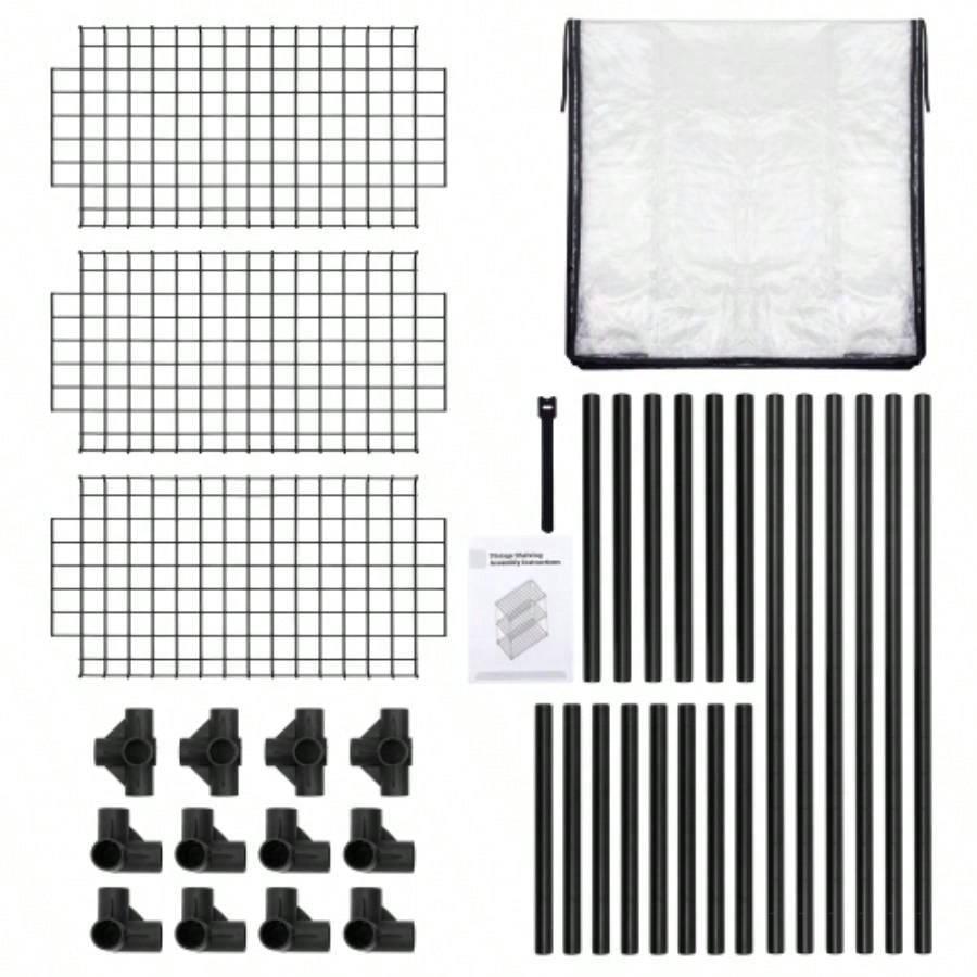 3 - SHELF WIRE RACK WITH COVER1PACK, Inclouding one cover