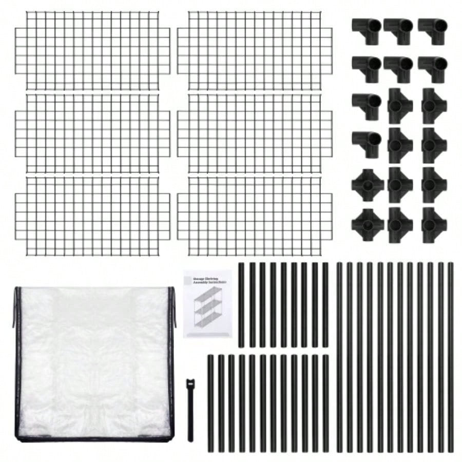 3 - SHELF WIRE RACK WITH COVER2PACK