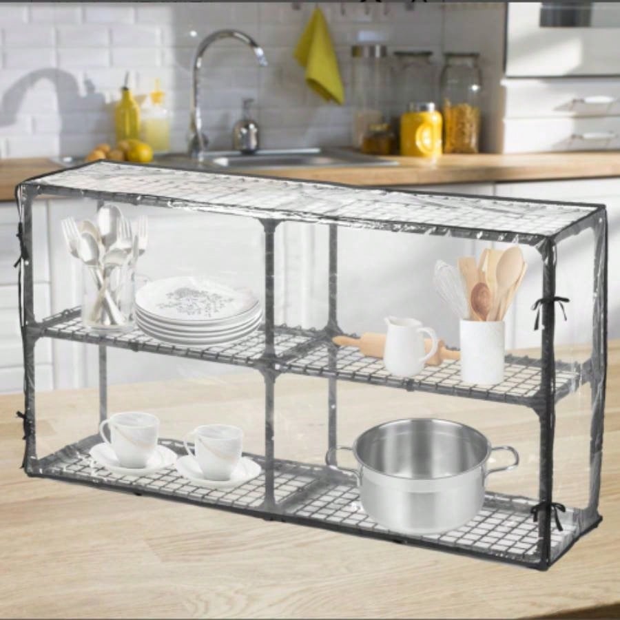 3 - SHELF WIRE RACK WITH COVER2PACK