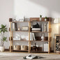 4 Tier Retractable Rotatable Bookcases, Wooden Corner Book Shelf, Storage Rack CDs/Movies/Books, Rustic Brown Bookcase, Utility Organizer Shelves Living Room Home Office