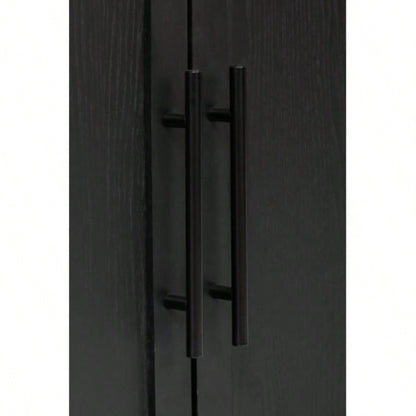 66.70 inch Tall Arched Bookcase with Storage, Mid - Modern 3 - Tier Arched Cabinet with Door, Arched Bookshelf Cabinet with Open Display Storage Shelf Office Dining Room Living Room Black